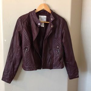 Maroon Faux Leather Jacket